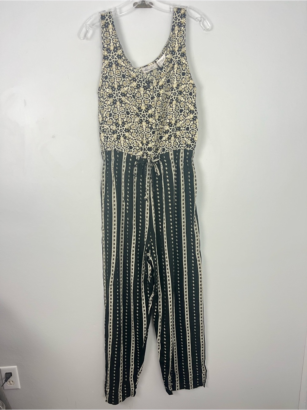 Vintage Kathie Lee Sleeveless Printed Jumpsuit Multi Pattern